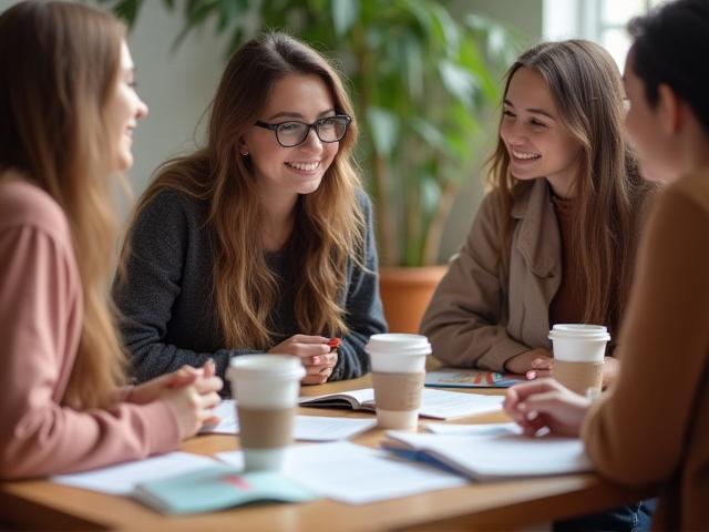 Estudiantes participando en el club de conversación semanal
